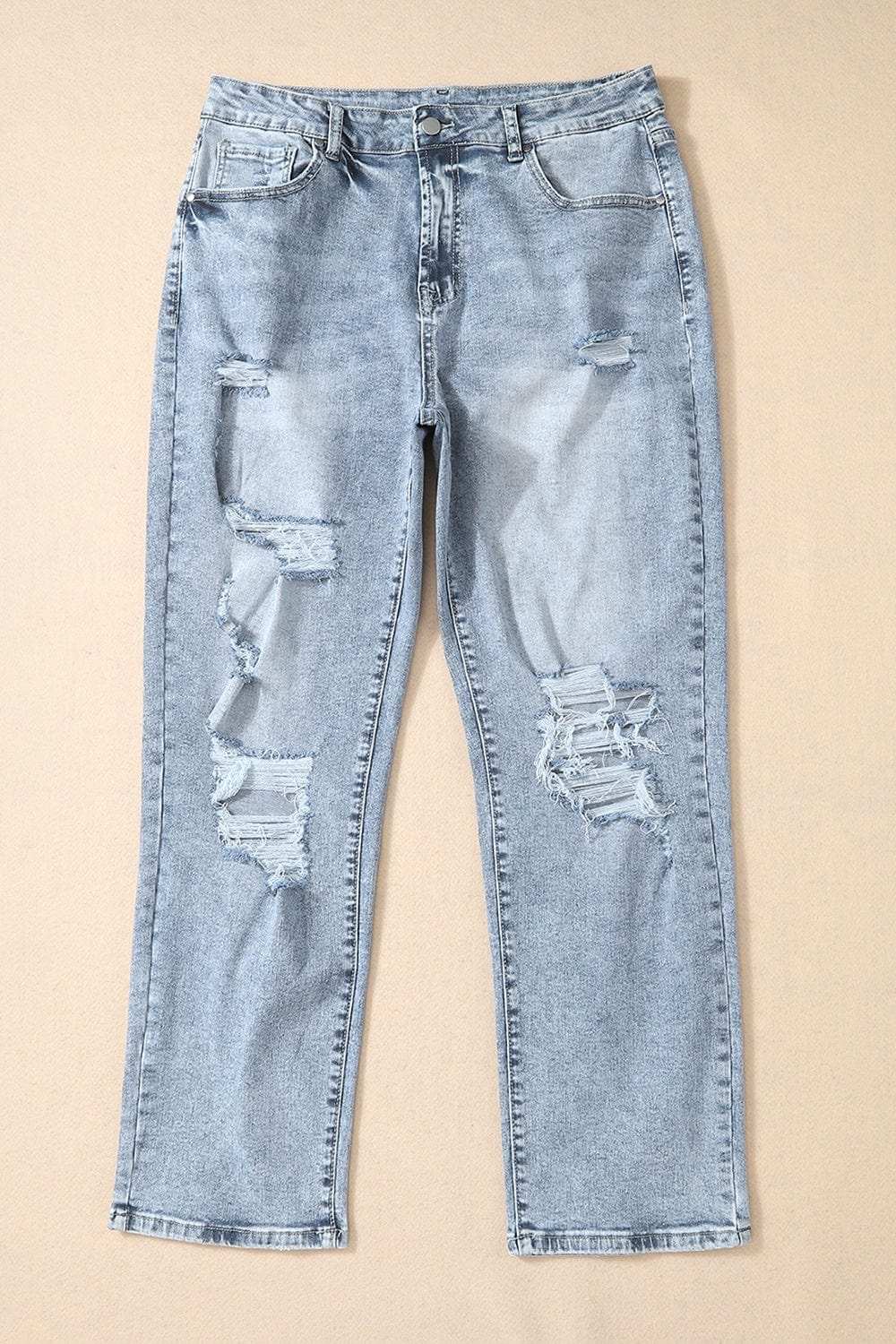 Distressed High Waist Jeans - Trendsi - Flyclothing LLC