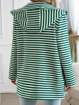 Devine Striped Long Sleeve Hooded Outerwear - Trendsi - Flyclothing LLC