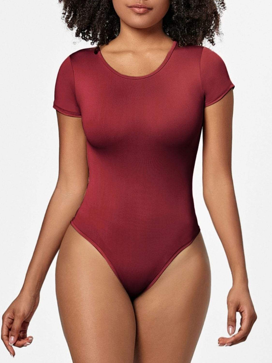 Full Size Round Neck Short Sleeve Bodysuit - Trendsi - Flyclothing LLC