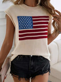 Devine US Flag Round Neck Sweater Vest - Trendsi - Flyclothing LLC