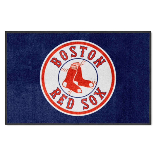 Boston Red Sox 4X6 High-Traffic Mat with Durable Rubber Backing - Landscape Orientation - Boston Red Sox