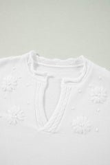 Daisy Notched Long Sleeve Sweater - Trendsi - Flyclothing LLC