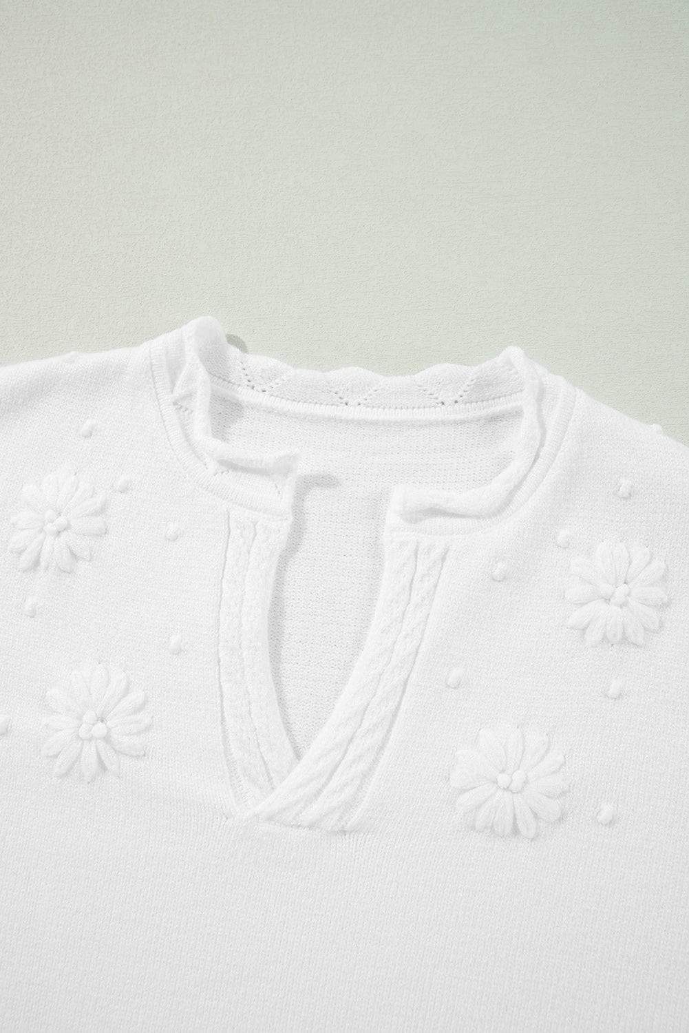 Daisy Notched Long Sleeve Sweater - Trendsi - Flyclothing LLC