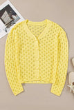 Openwork V-Neck Long Sleeve Cardigan - Trendsi - Flyclothing LLC