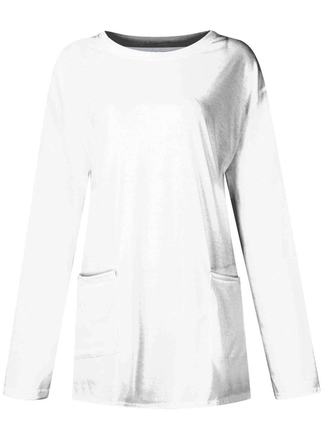 Full Size Pocketed Round Neck Long Sleeve T-Shirt - Trendsi - Flyclothing LLC