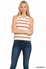 Zenana Stripe Sweater Tank Top - Trendsi - Flyclothing LLC