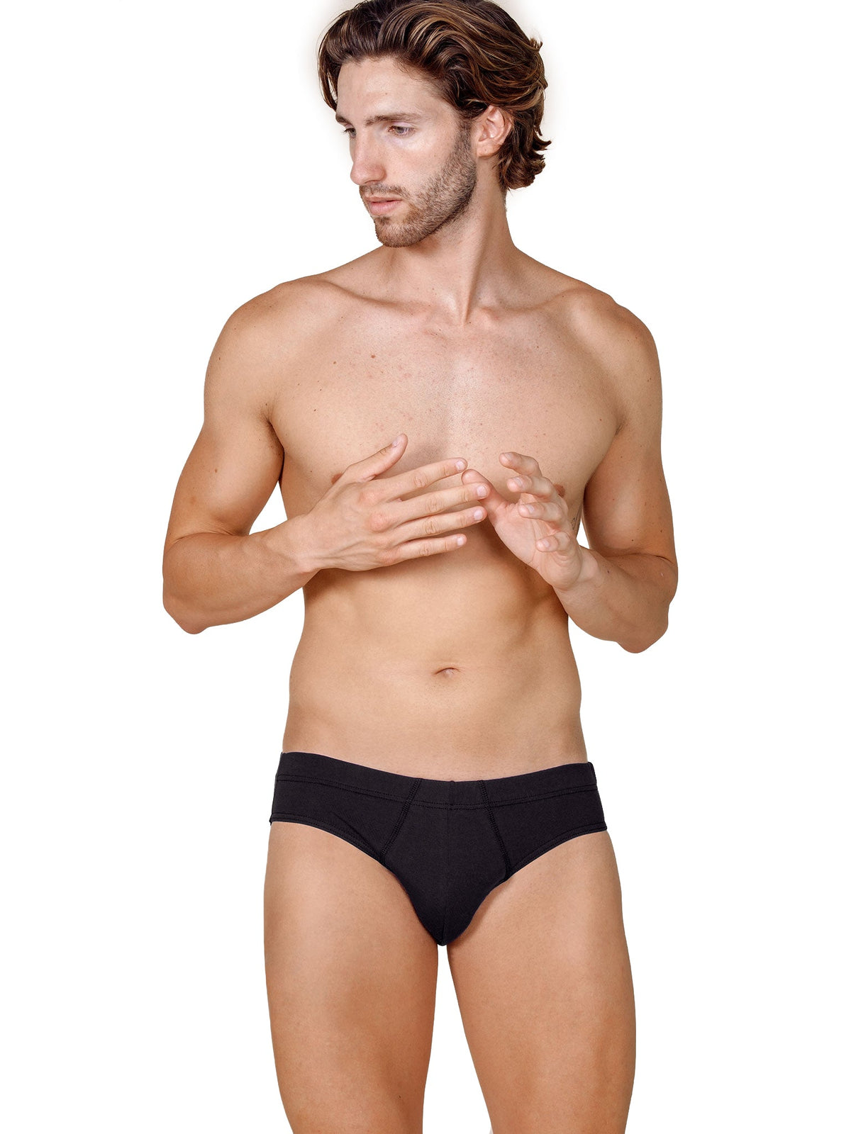 BASIC COTTON Premium Quality Italian Underwear Cotton Men's Briefs Without Fly. Proudly Made in Italy (983)