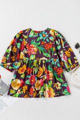 Flower Embroidered Trim Half Sleeve Blouse - Trendsi - Flyclothing LLC