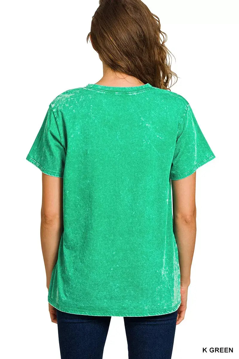 Zenana Washed Short Sleeve T-Shirt - Trendsi - Flyclothing LLC