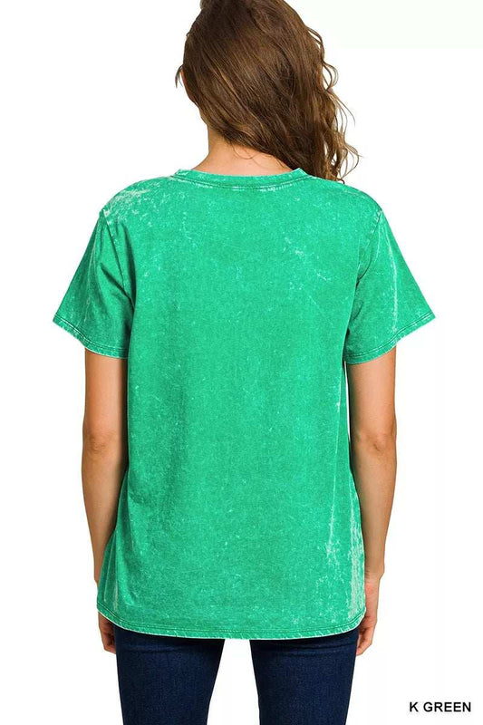 Zenana Washed Short Sleeve T-Shirt - Trendsi - Flyclothing LLC