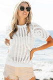 BiBi Crochet Knit Cover Up With Puff Sleeves - Trendsi - Flyclothing LLC