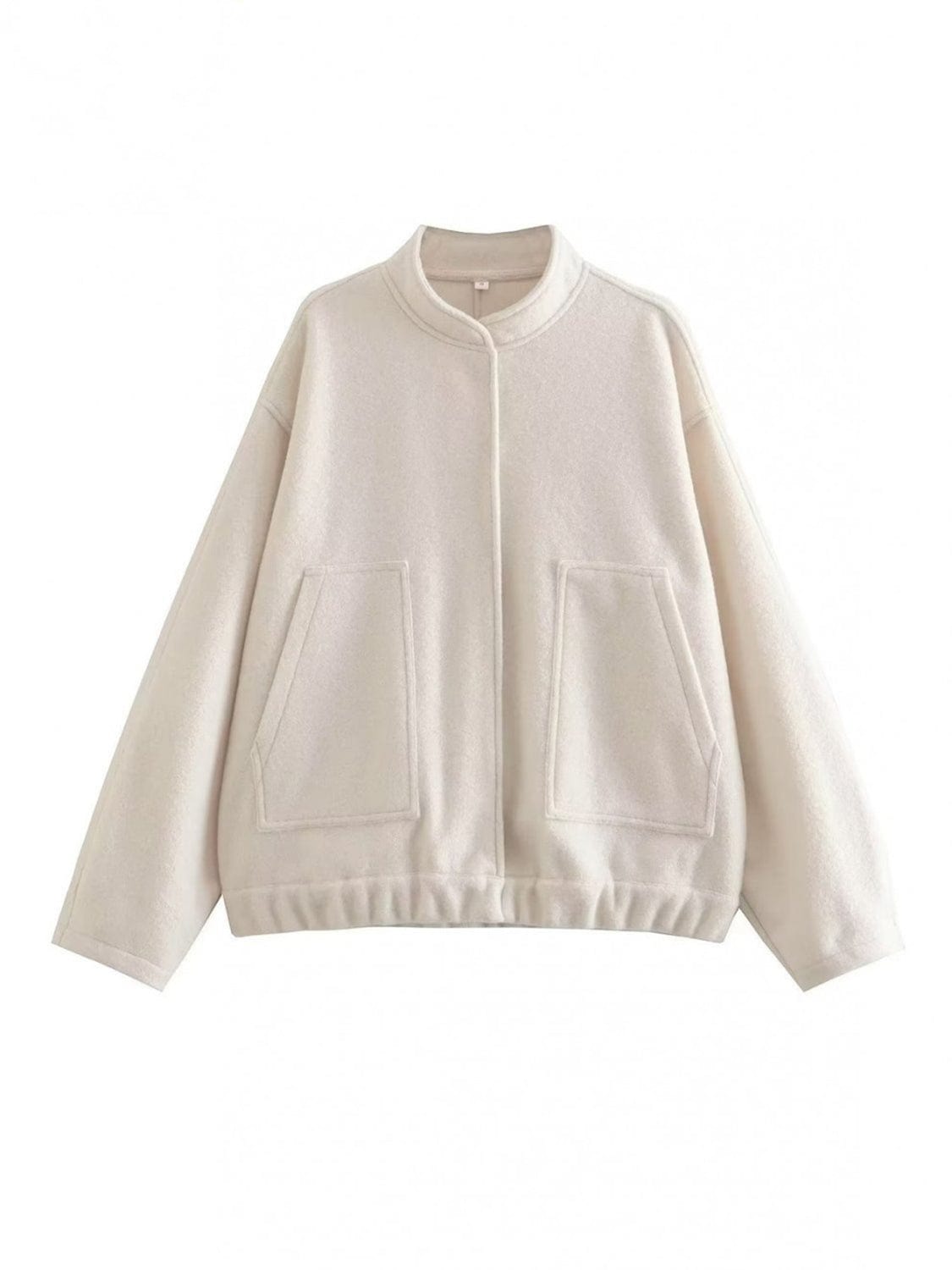 Full Size Snap Down Drop Shoulder Jacket - Trendsi