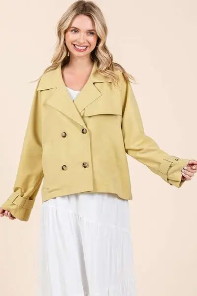 Mittoshop Double Breasted Long Sleeve Trench Coat Jacket - Trendsi - Flyclothing LLC