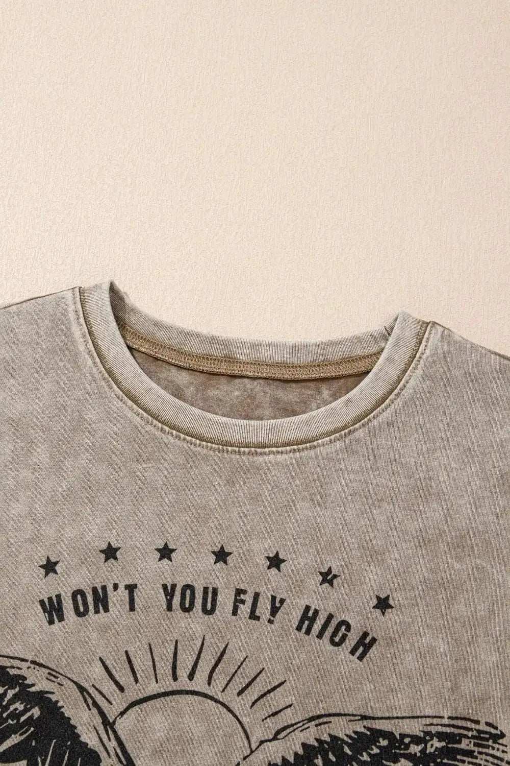 AMERICA FREE BIRD Vintage Graphic Mineral Washed Tee - Trendsi - Flyclothing LLC
