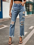 Distressed Raw Hem Jeans with Pockets - Trendsi