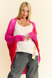 Davi & Dani Openwork Contrast Open Front Cardigan - Trendsi