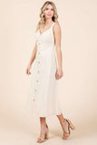 Mittoshop Stretch Twill Decor Button Sleeveless Midi Dress - Trendsi