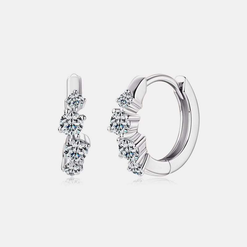 925 Sterling Silver Moissanite Huggie Earrings - Trendsi - Flyclothing LLC