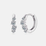 925 Sterling Silver Moissanite Huggie Earrings - Trendsi - Flyclothing LLC