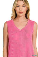 Zenana Raised Rib Sleeveless Mini Dress - Trendsi - Flyclothing LLC