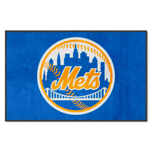 New York Mets 4X6 High-Traffic Mat with Durable Rubber Backing - Landscape Orientation - New York Mets