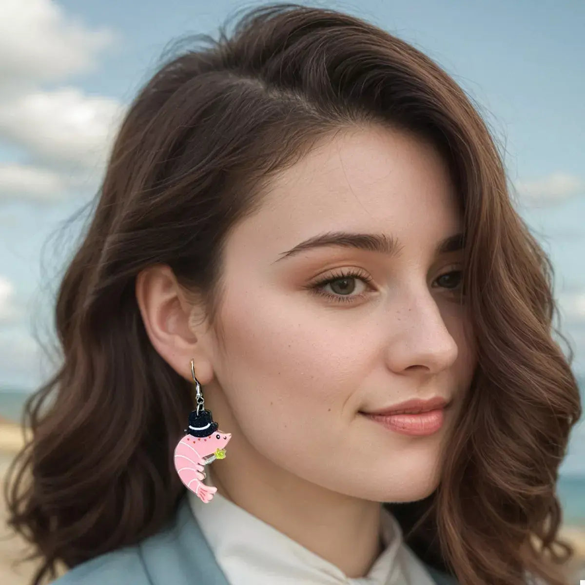 Whimsical Shrimp Earrings with Top Hats - Trendsi - Flyclothing LLC