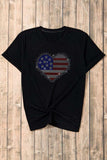 Rhinestone Heart Round Neck Short Sleeve T-Shirt - Trendsi - Flyclothing LLC