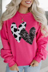 Heart Patch Long Sleeve Sweatshirt - Trendsi