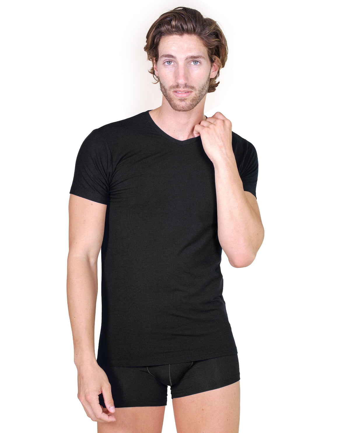 BASIC COTTON Free Spirit Premium Quality Cotton Men's V - Neck T-Shirt Proudly Made in Italy (985)