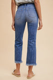 Annie Wear Distressed Raw Hem Straight Leg Cropped Jeans - Trendsi