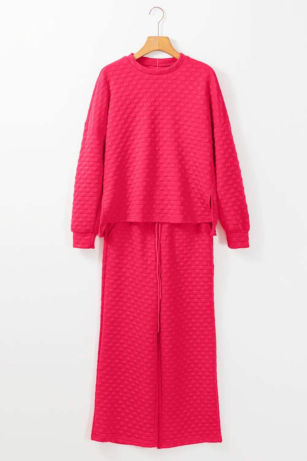 High-Low Round Neck Top and Pants Set - Trendsi - Flyclothing LLC