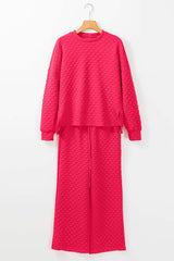 High-Low Round Neck Top and Pants Set - Trendsi - Flyclothing LLC