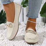 Comfortable Flat Loafers with Decorative Buckle - Trendsi - Flyclothing LLC