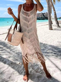 Fringe Scoop Neck Cover-Up - Trendsi