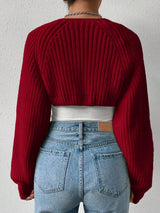 Honey Open Front Long Sleeve Cropped Cardigan - Trendsi - Flyclothing LLC
