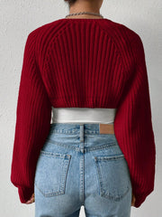 Honey Open Front Long Sleeve Cropped Cardigan - Trendsi