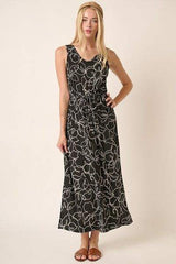 Mittoshop Side Slit Flower Print V-Neck Sleeveless Dress - Trendsi - Flyclothing LLC