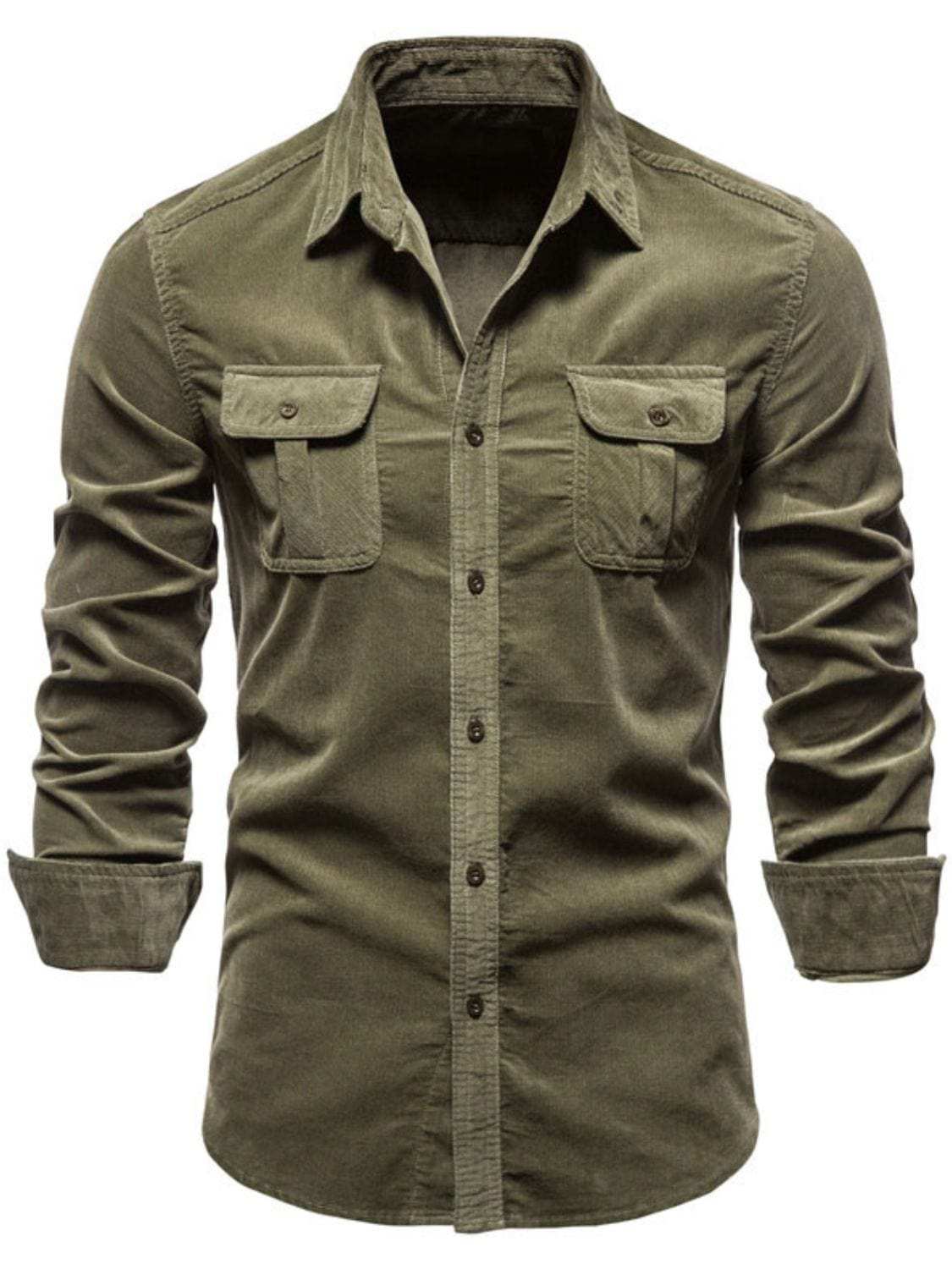 Men's Full Size Button Down Collared Neck Shirt Plus Size - Trendsi - Flyclothing LLC