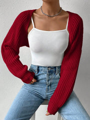 Honey Open Front Long Sleeve Cropped Cardigan - Trendsi