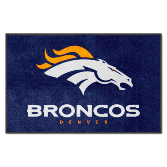 Denver Broncos 4X6 High-Traffic Mat with Durable Rubber Backing - Landscape Orientation - Denver Broncos