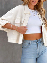 Button Up Long Sleeve Jacket - Trendsi - Flyclothing LLC