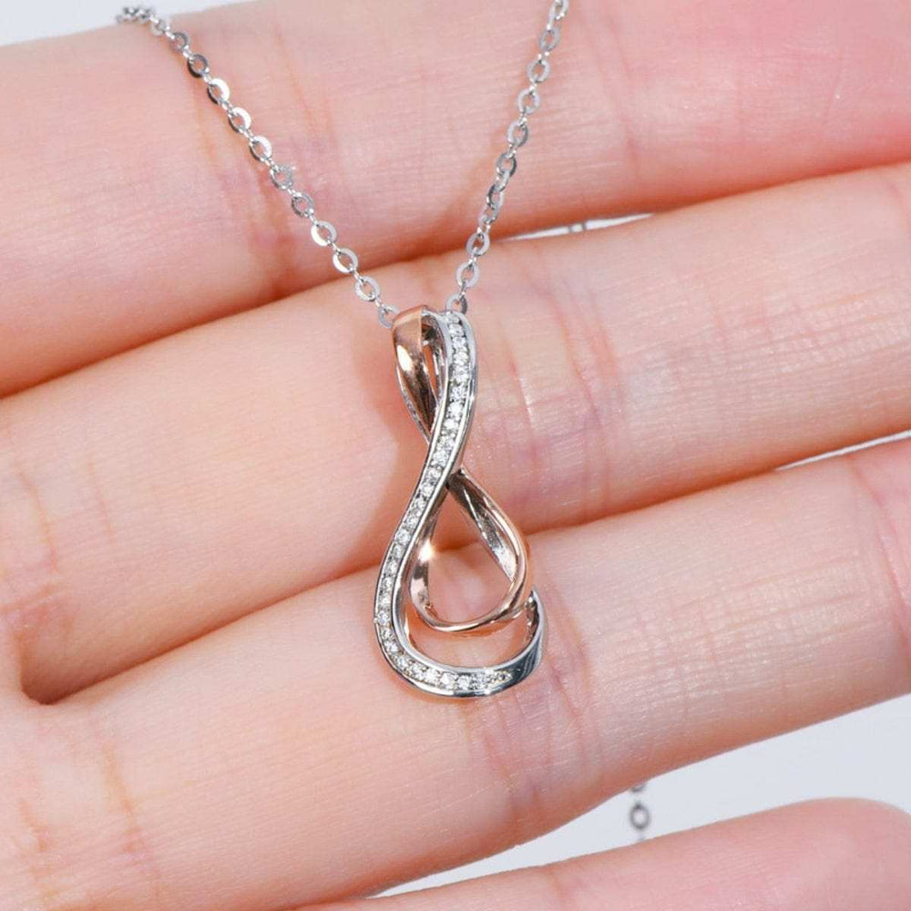 925 Sterling Silver Inlaid Moissanite Infinity Pendant Necklace - Trendsi - Flyclothing LLC