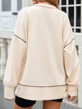 Slit Round Neck Long Sleeve T-Shirt - Trendsi