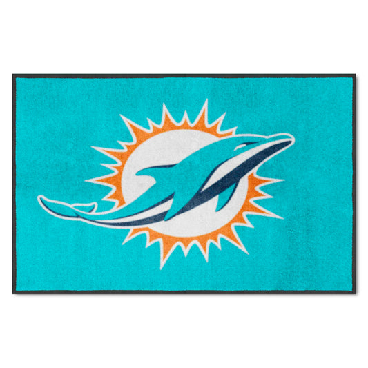 Miami Dolphins 4X6 High-Traffic Mat with Durable Rubber Backing - Landscape Orientation - Miami Dolphins