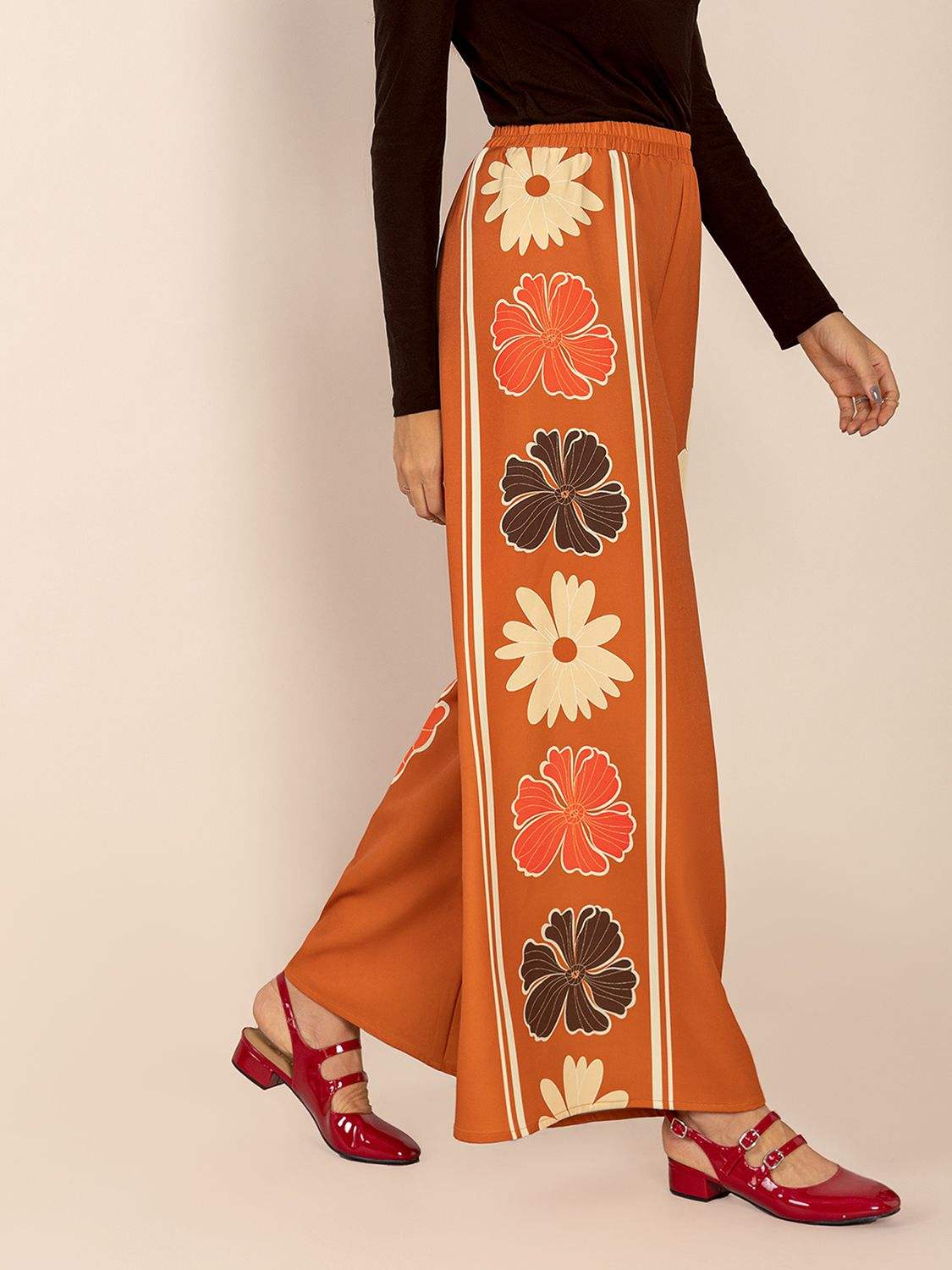 Printed Elastic Waist Wide Leg Pants - Trendsi - Flyclothing LLC