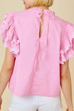 Ruffled Sleeve Frilled Collar Blouse - Trendsi