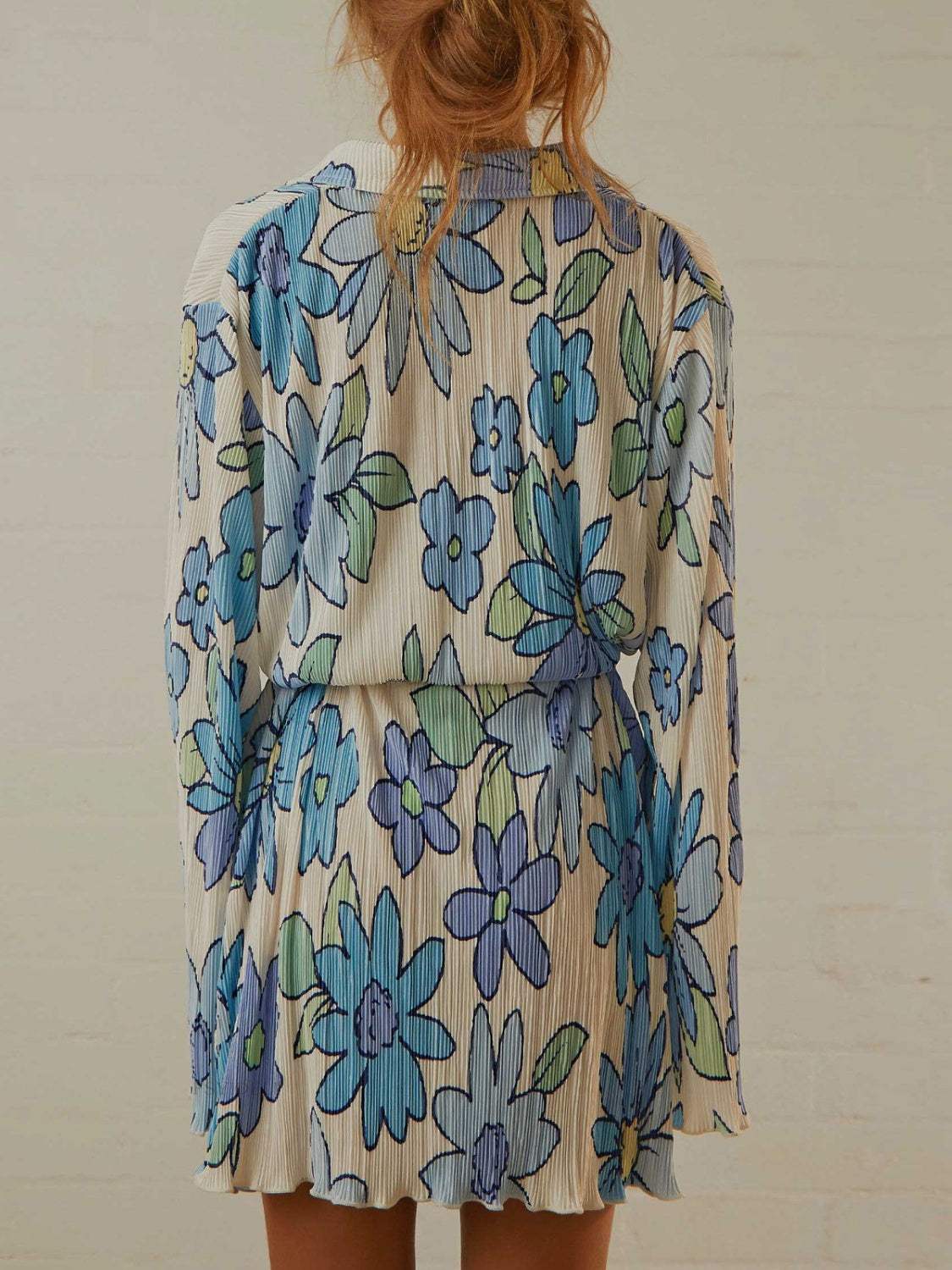 Tied Button Up Long Sleeve Dress - Trendsi - Flyclothing LLC