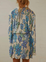 Tied Button Up Long Sleeve Dress - Trendsi - Flyclothing LLC