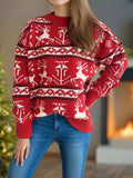 Christmas Element Round Neck Long Sleeve Sweater - Trendsi - Flyclothing LLC