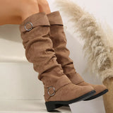 Buckle Accent Slouch Boots - Trendsi - Flyclothing LLC